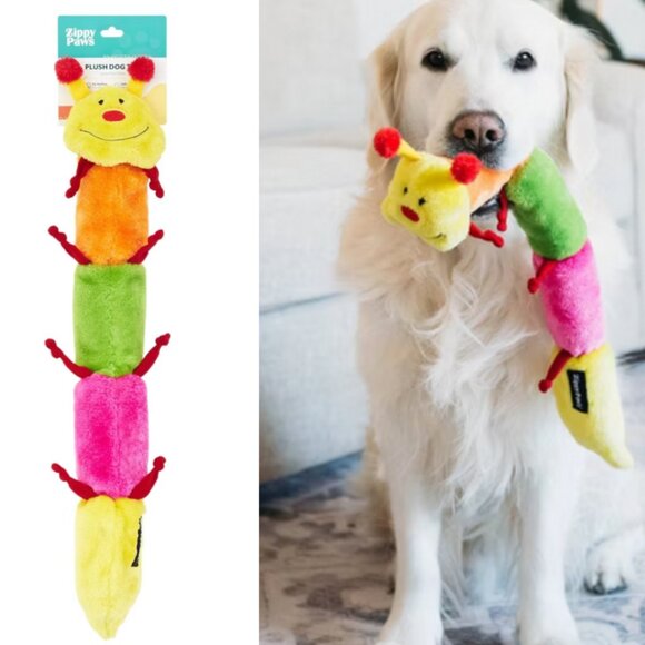 NWT ZippyPaws Squeaky Caterpillar Dog Toy- colorblock- Med/Large Dogs - Picture 1 of 7